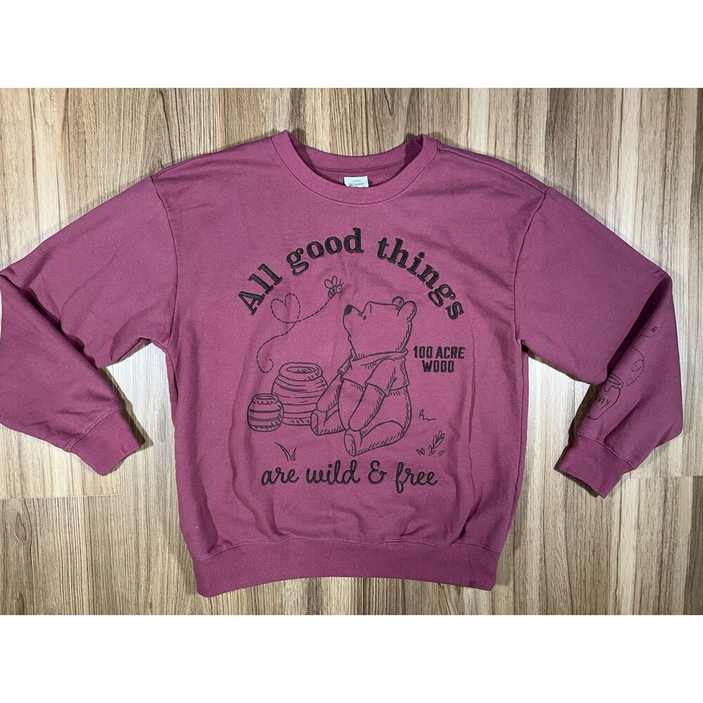 Disney Winnie The Pooh Women Embroidered Sweatshirt Large Long Sleeve